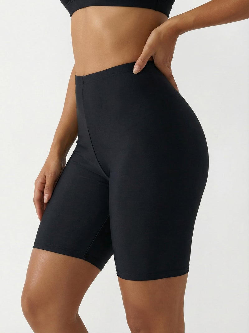 Firpearl Women Swim Shorts UV Sport Board Shorts Swimsuit Bottom Capris US22 Black - Image 2